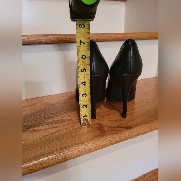 BCBG Black Leather Open Toe Pumps - Picture 8 of 8